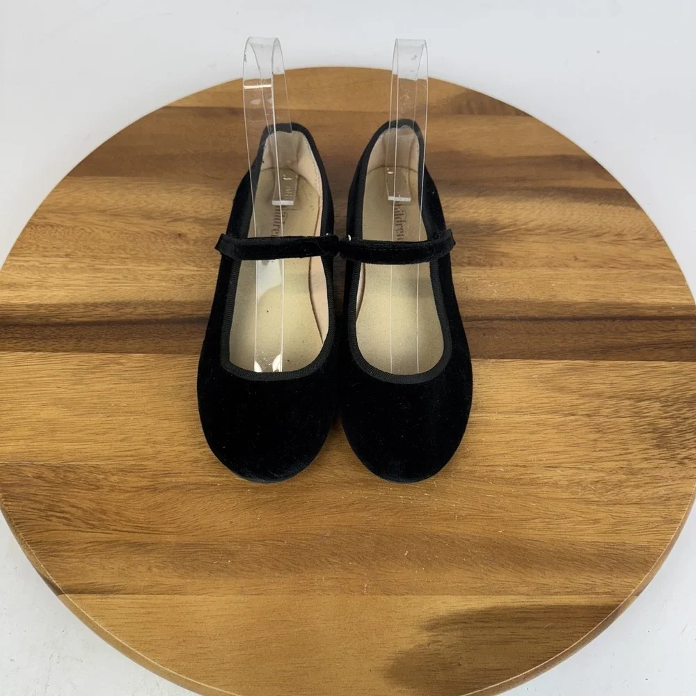 Big Kids Childrenschic Cassie Black Velvet Formal Mary Jane Flats Size EU 34 GUC